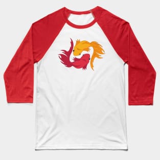 Yin and Yang golden fishes Baseball T-Shirt